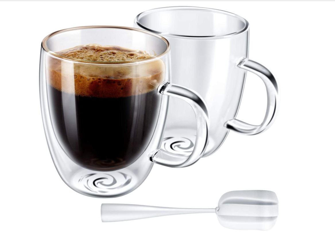 YUNCANG Double Wall Coffee Mugs, (4-Pcak) 16 Ounces-Clear Glass with  Handle,lnsulated,Cappuccino,Tea…See more YUNCANG Double Wall Coffee Mugs